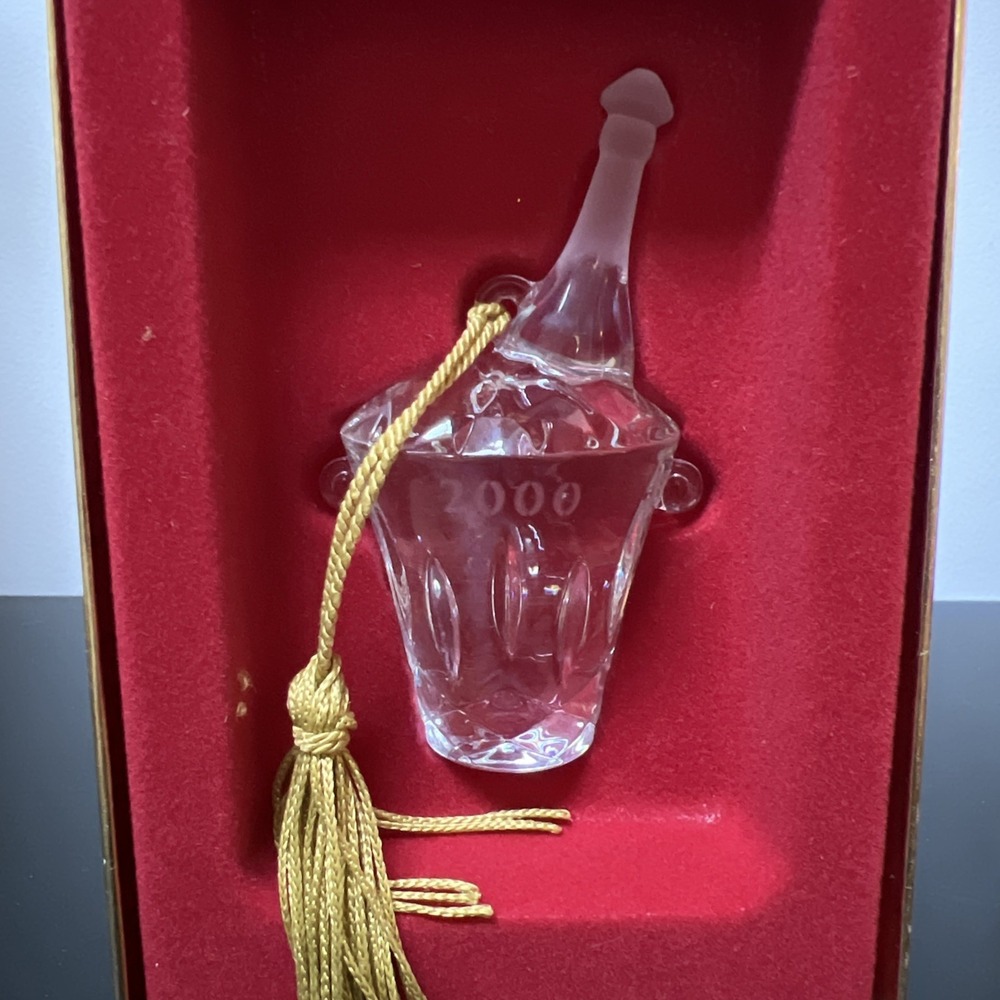 2000 Gorham Millennium‎ Crystal Champagne In Ice Bucket Millenial Ornament